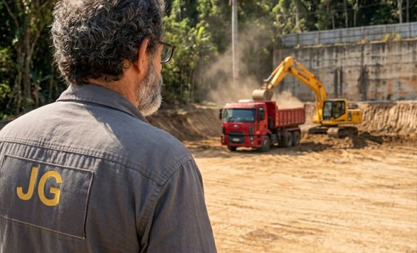 João Arlindo em frente de obra